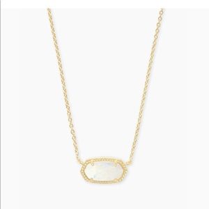 Elisa Gold Pendant Necklace In White Kyocera Opal